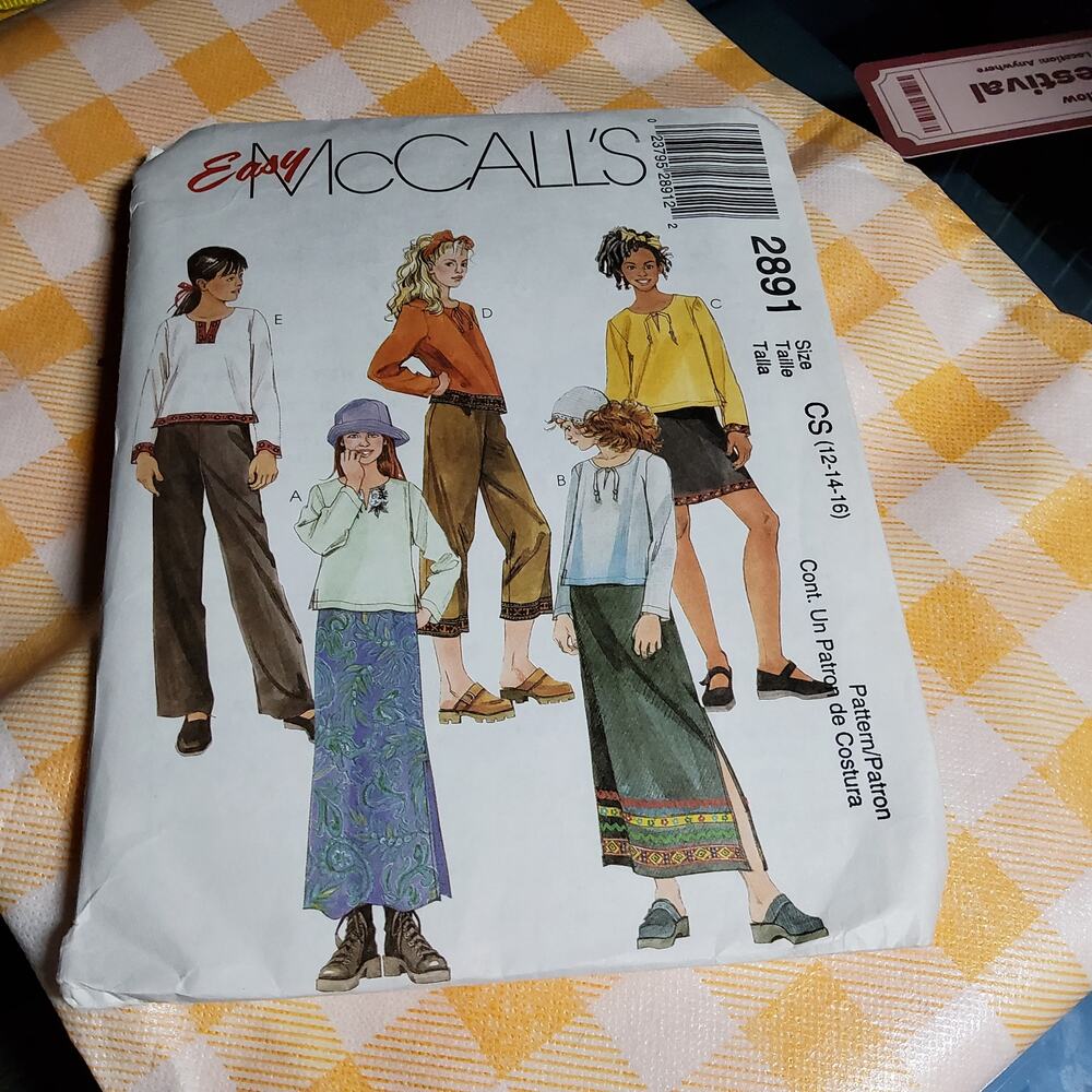 Vintage 2000 Mccalls top capri skirt pattern size 12 14 16